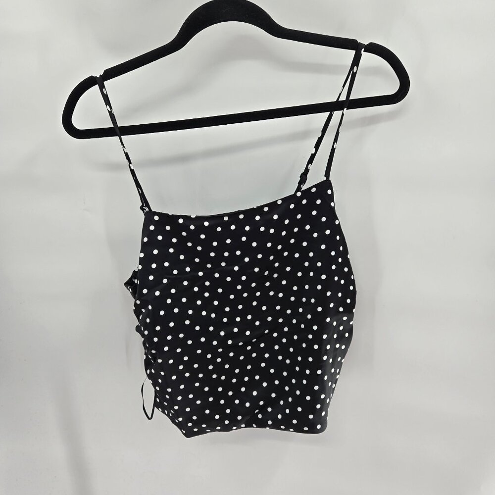 House of Harlow 1960 Black White Polka Dot Open Back Tie Top Size Small